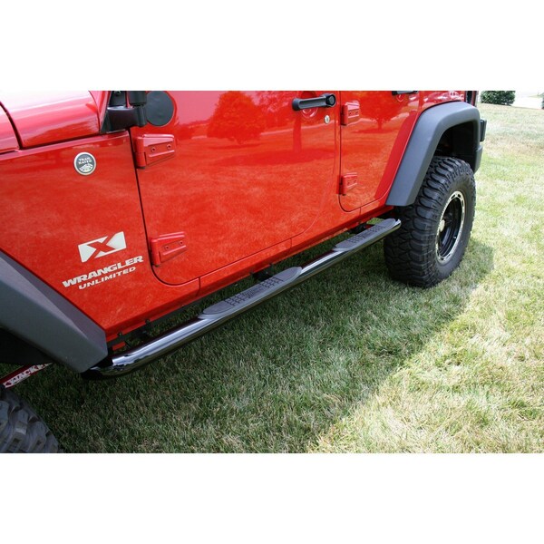 Rugged Ridge TUBE STEPS, OUTLAND, 3-INCH ROUND BLACK PAINTED FOR JEEP 07-16 WRANGLER JK 4DR 11590.06 - main